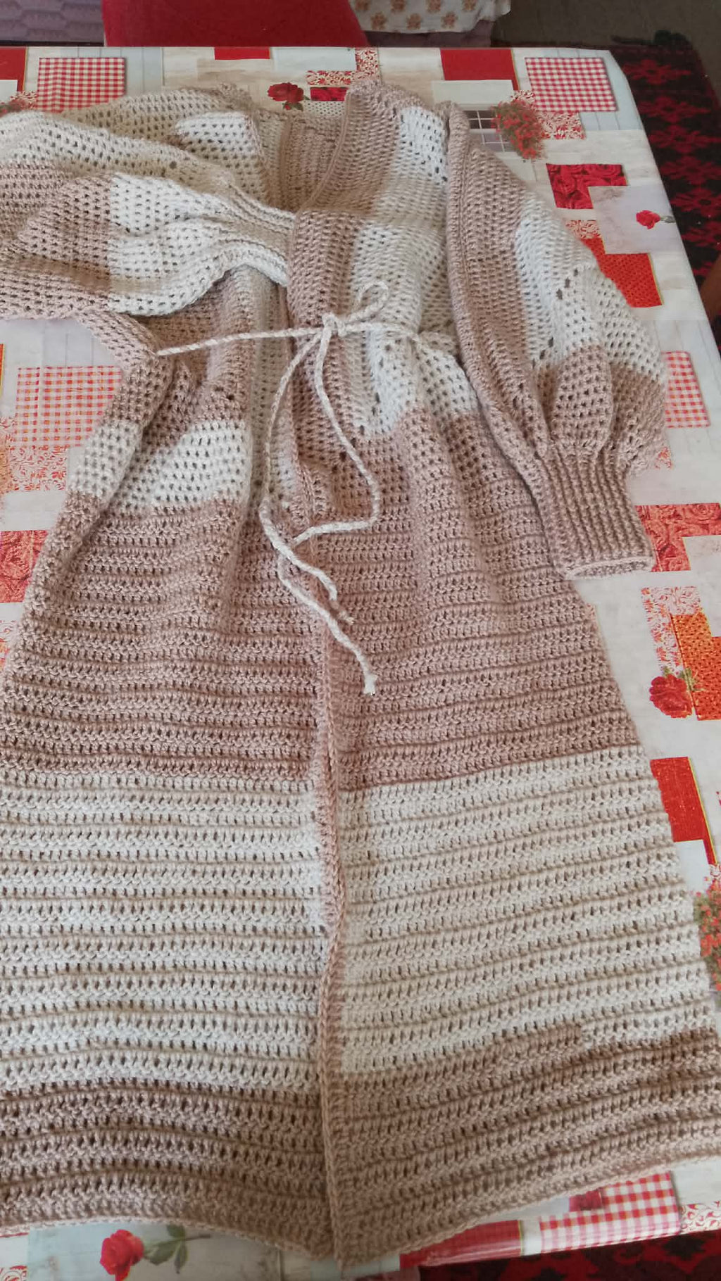 Cofee and cream long cardigan