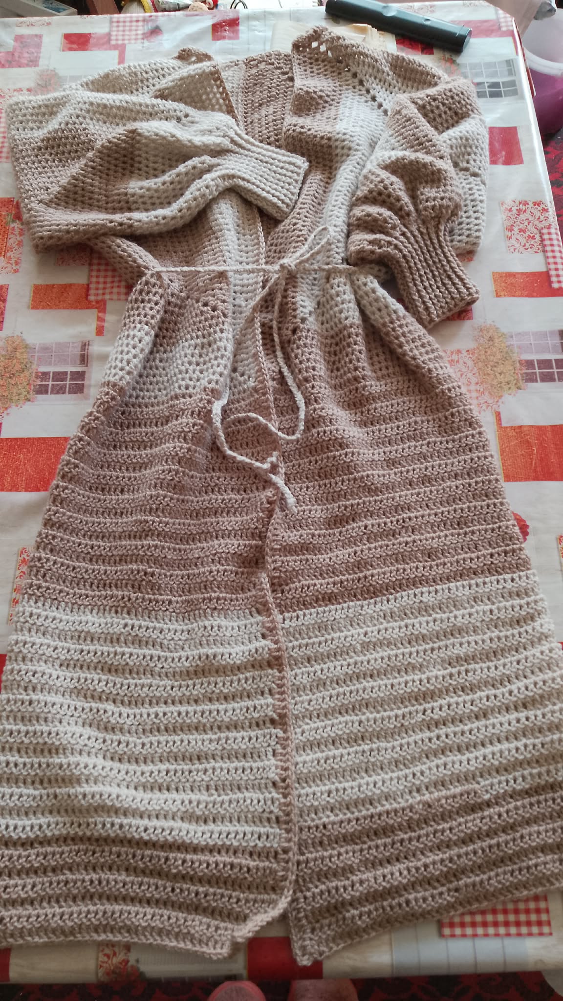 Cofee and cream long cardigan