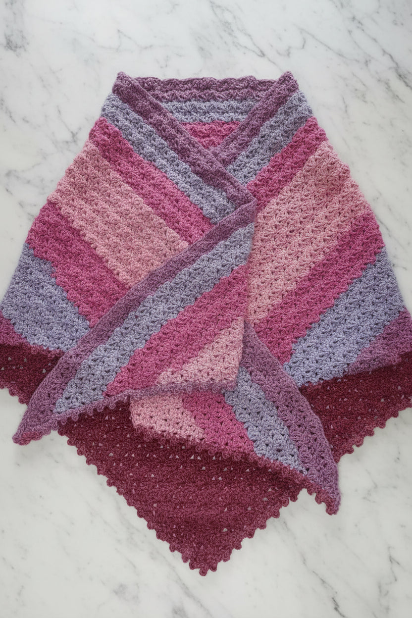 Beautiful long varigated acrilic shawl